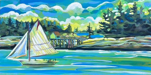 “Boothbay Sail” by Susan Bartlett Rice - acrylic on canvas. Courtesy of Kerr+Jones Gallery Susan Bartlett Rice