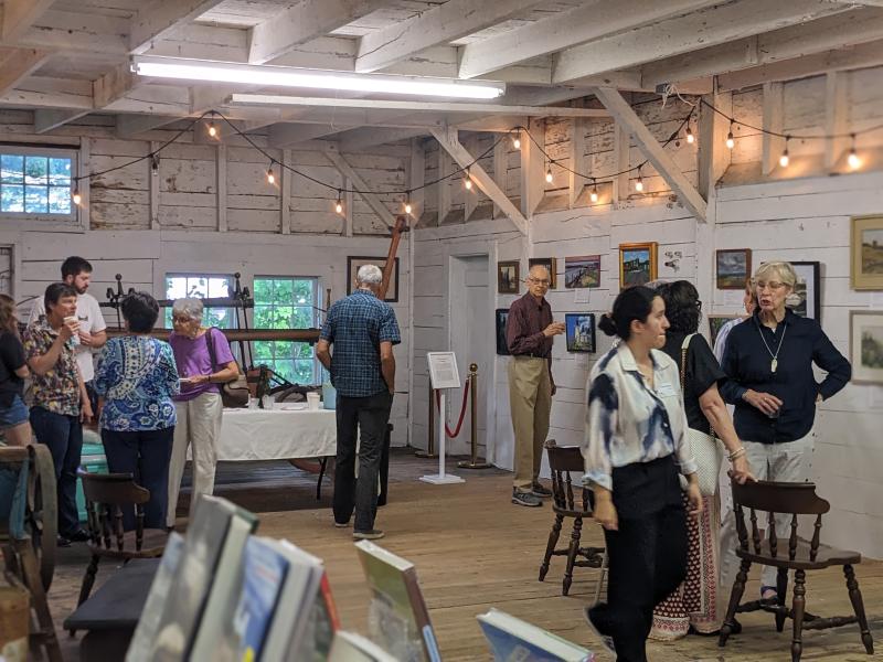 “Favorite Places in Maine” plein air art on display at the Carriage House on the Nickels-Sortwell property. CANDI JONETH/Boothbay Register