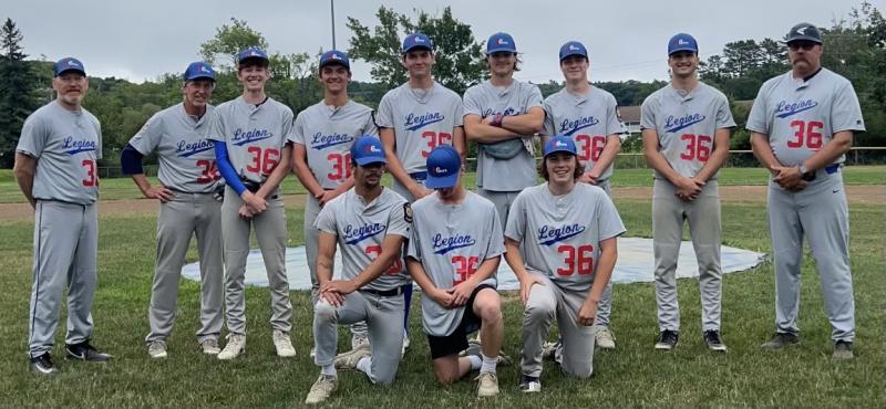 The 2024 Boothbay 36ers qualified for the state tournament by winning two games in southern zone playoffs. Boothbay enters this weekend’s state tournament as the No. 2 seed from southern zone. Members, from left to right, front row: Taygen McAllister, Brady Brann and Jacob Watkinson. Back row: from left, coach Patrick Sanborn, coach Steve Markowitz, Sam Markowitz, Liam Jacobs, Finn Harkins, Dom Frisone, Owen Cotta, Gryffin Kristan and head coach Adam Harkins. Team participants not pictured: Aidan Sanborn, Maddox Cusumano, Shawn Gamage, Bryson Mattox and coach John Splaine. Courtesy photo