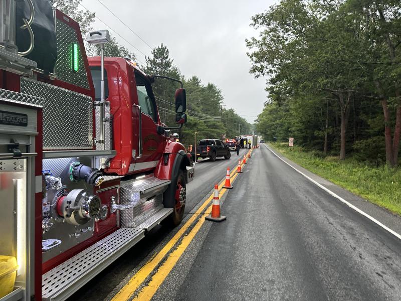 Truck rollover accident on Route 27, Boothbay on Thursday, July 18. Mark Sullivan photo