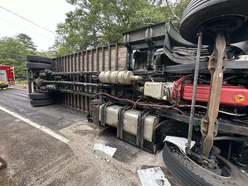 Truck rollover accident on Route 27, Boothbay on Thursday, July 18. Mark Sullivan photo