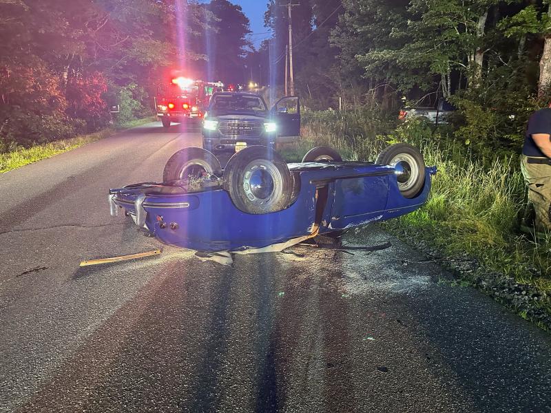 The overturned Porsche on Back Narrows Road on Friday, July 19. Mark Sullivan photo