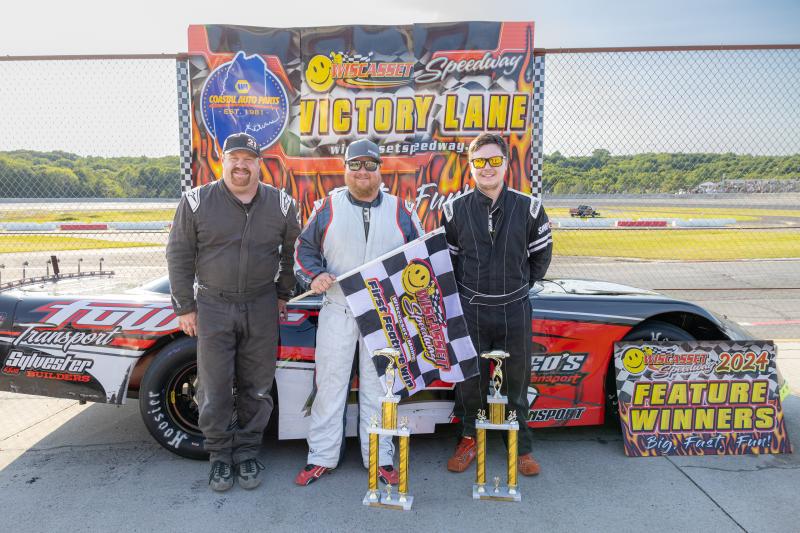 Late Model Race #1 top 3, from left: Shane Clark, Branden Fowler and Jon Emerson. Jasen Dickey Photography