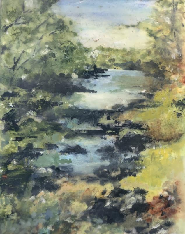 “Lobster Cove Marsh II” by Leigh Pumilia in BRAF’s July Members’ Show. Courtesy of the venue Leigh Pumilia