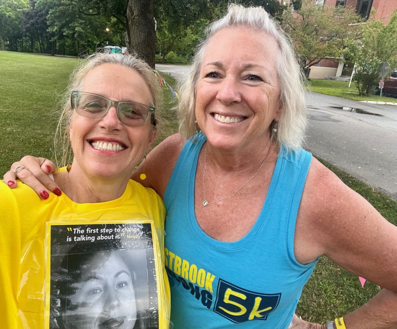 Patrisha McLean, CEO and Founder of Finding Our Voices, with Laurie Rairdon who started the Westbrook Strong 5k with her husband Gary to honor their son Matthew. Matthew was murdered at 22-years-old by an ex-boyfriend. Photo: Patrisha McLean