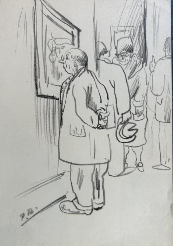 Drawing by Peggy Bacon (1895-1987), untitled. On view at The Gallery at Trifles July 25 - Sept. 27. Courtesy of Ben Rawlingson Plant Peggy Bacon