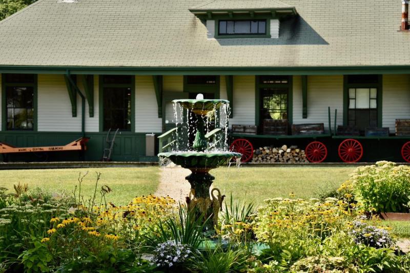 A garden view near Boothbay Railway Village Museum’s Freeport Station. Bob Crink photo