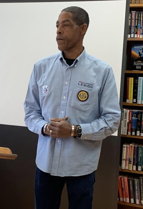 U.S. Army veteran Chris Armstead spoke about his military career on Veterans Day. BILL PEARSON/Boothbay Register Chris Armstead