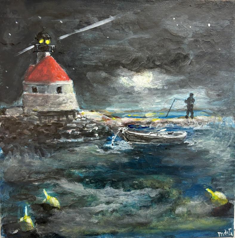 "Cuckold's Lighthouse" - Marjorie deGarmo acrylic. "Cuckold's Lighthouse" - Marjorie deGarmo acrylic.