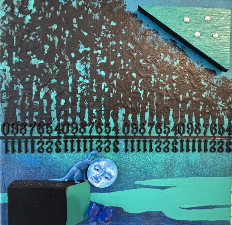 "Evolution of the Man in the Moon" - Wendy Clayton mixed media. "Evolution of the Man in the Moon" - Wendy Clayton mixed media.