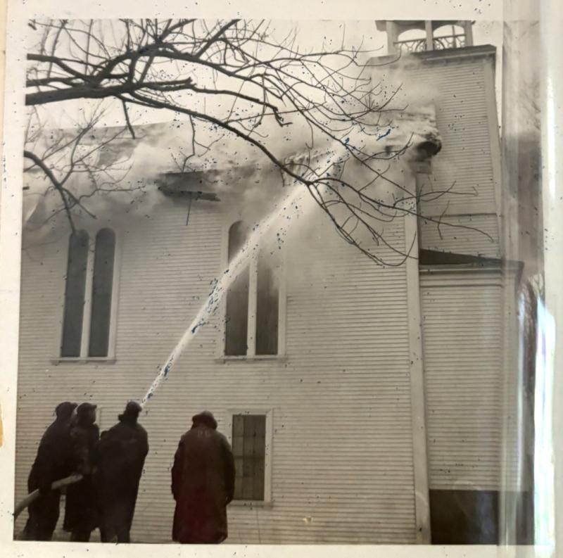 Courtesy of First United Methodist Churchof the First United Methodist Church Firemen on scene. Courtesy Courtesy of the First United Methodist Churchof the First United Methodist Church