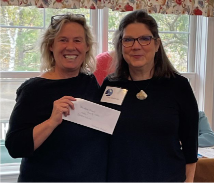 Stephanie Hawke, representing the Boothbay Region Health Center, accepted a check in the amount of $1,050 for a Dermatoscope (device for viewing skin lesions). Courtesy photo Stephanie