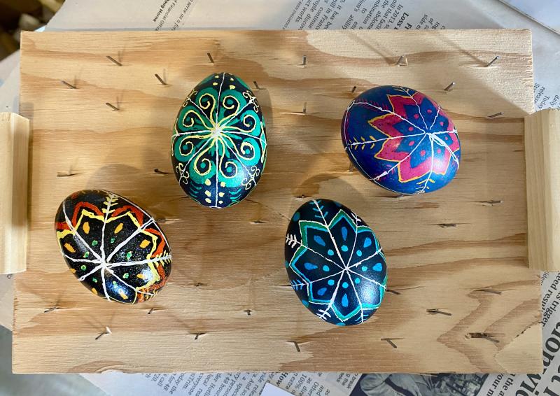 First eggs done, another to go. ISABELLE CURTIS/Boothbay Register ISABELLE CURTIS/Boothbay Register