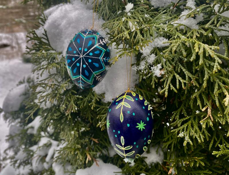 Pysanky, a traditional Ukrainian egg decorating technique, mixes hot wax and dip-dying to create intricate patterns on hollowed out eggs. ISABELLE CURTIS/Boothbay Register ISABELLE CURTIS/Boothbay Register