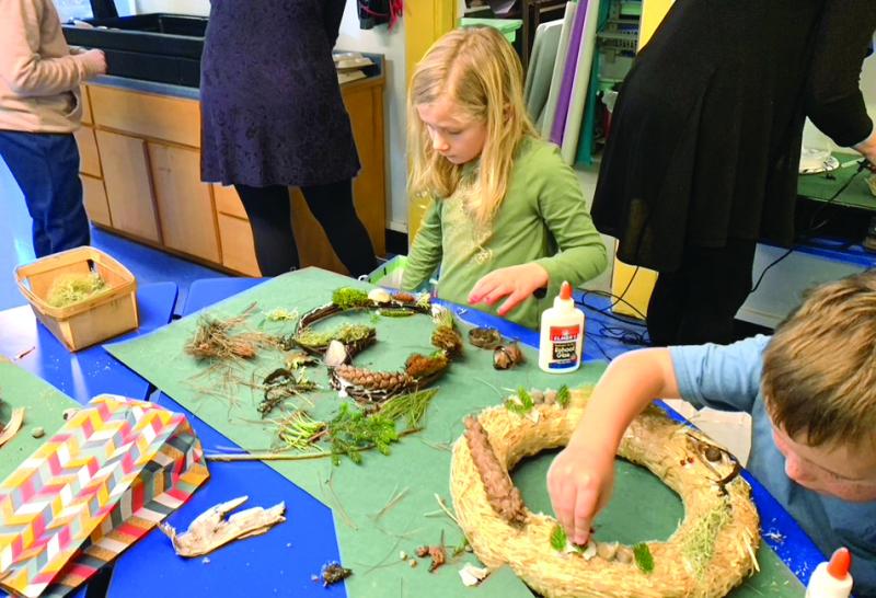 SCS students decorate their wreaths. Courtesy of Eileen Higgins Decorating wreaths