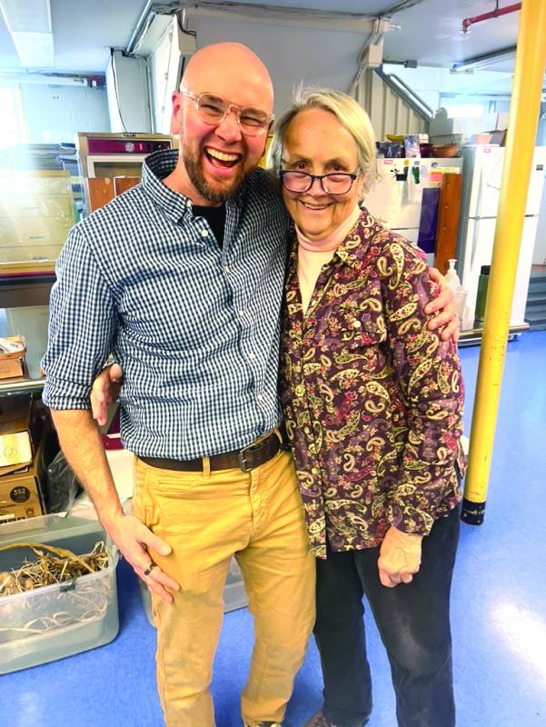 Southport Lead Teacher Shawn Gallagher with wreath-making instructor Elizabeth Stover. Courtesy of Eileen Higgins Southport Lead Teacher Shawn Gallagher