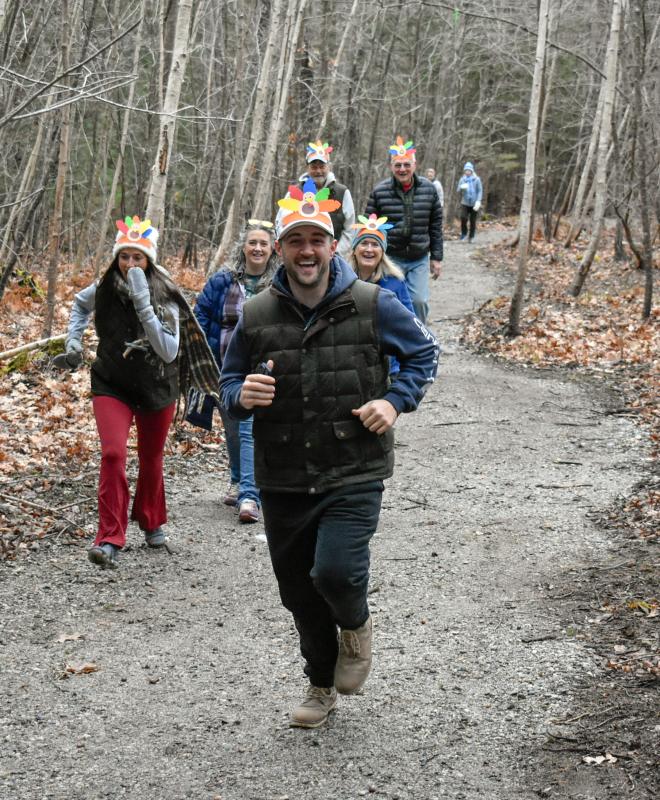 Runners on the school trail at the 2024 Boothbay Region Turkey Trot. FRITZ FREUDENBERGER/Boothbay Register Runners on the school trail at the 2024 Boothbay Region Turkey Trot. FRITZ FREUDENBERGER/Boothbay Register
