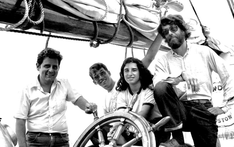 The Bowdoin’s crew during their 1979 tour were, from left, Ted Aimo, David White, Marya Fogel and skipper John S. Nugent. PHIL DI VECE photo The Bowdoin’s crew during their 1979 tour were, from left, Ted Aimo, David White, Marya Fogel and skipper John S. Nugent. PHIL DI VECE photo