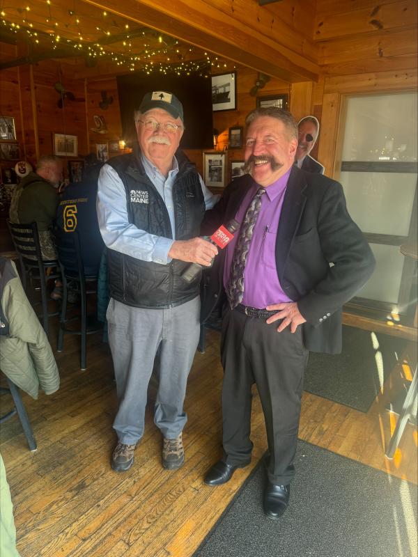 Don Carrigan of WCSH and local attorney Rich Elliott at Community Lunch. Jen Mitchell photo Don Carrigan of WCSH and local attorney Rich Elliott at Community Lunch. Jen Mitchell photo