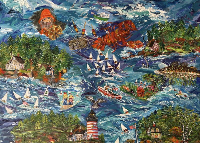"This is Maine" - current work being tweaked by Sandra Chase Morrissey. "This is Maine" - current work being tweaked by Sandra Chase Morrissey.