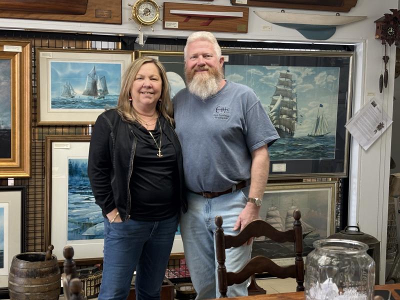Laura and Tony de Haas of East Boothbay Trading Co. at 218 Ocean Point Road. LISA KRISTOFF/Boothbay Register Laura and Tony de Haas of East Boothbay Trading Co. at 218 Ocean Point Road. LISA KRISTOFF/Boothbay Register