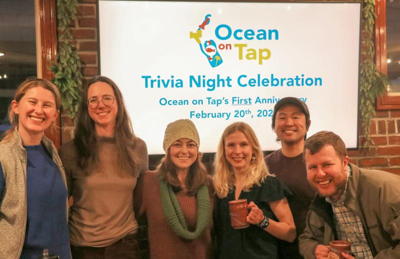 The Ocean on Tap organizing committee. From left to right: Leah Campbell, Sarah Douglas, Melissa Rocker, Alaina Weinheimer, Reyn Yoshioka and Evan Henerberry. Amanda Maddalone photo The Ocean on Tap organizing committee. Amanda Maddalone photo