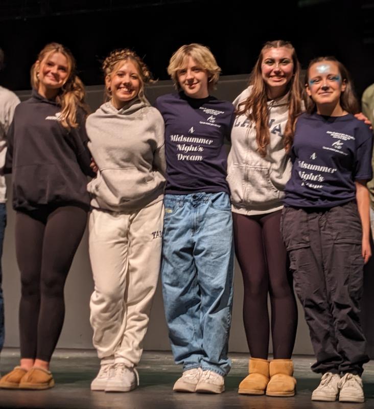 Six students won Festival All Cast Acting Awards: Eleanor Marshall (Hermia), Sarah Harris (Helena), Titan Lewis (Demetrius), Natalie Flagg (Puck) and Olivia Carlson (Fairy), and Zuriel Smith (not pictured). CANDI JONETH/Boothbay Register CANDI JONETH/Boothbay Register