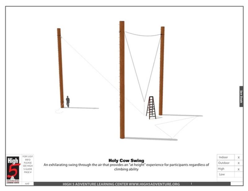Holy Cow Swing. Courtesy of High 5 Adventure Learning Center Holy Cow Swing. Courtesy of High 5 Adventure Learning Center