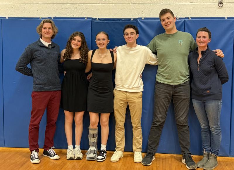 The BRHS indoor track seniors and coaches. From left, Coach Nick Scott, Abbie Clark, Bailey Lewis, Cleyton Splaine, Neal Baldwin and Coach Caitlin Shepherd. Courtesy of Leah Plummer The BRHS indoor track seniors and coaches. From left to right, Coach Nick Scott, Abbie Clark, Bailey Lewis, Cleyton Splaine, Neal Baldwin, Coach Caitlin Sheppard. Courtesy Leah Plummer