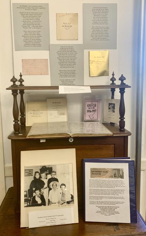The Monday Club memorabilia is housed on Elizabeth Reed's writing desk. ISABELLE CURTIS/Boothbay Register The Monday Club memorabilia is housed on Elizabeth Reed's writing desk. ISABELLE CURTIS/Boothbay Register