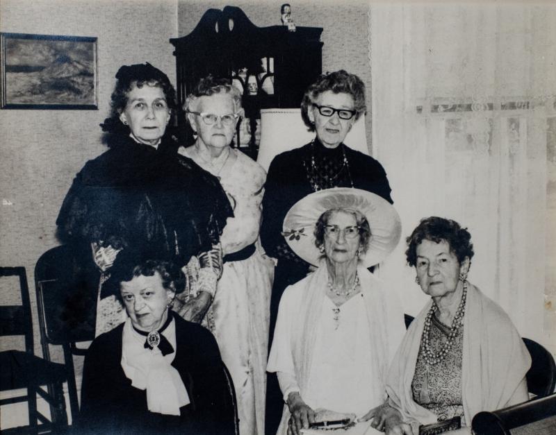 Members pose for the Monday Club's 75th anniversary. Back row, from left, Dorothy Abbott, Angie Dodge and Maude Gowen; front row, Alice Ortner, Grace Carlisle and Caroline Hendrick. Courtesy of Boothbay Region Historical Society Members pose for The Monday Club's 75th anniversary. Back row, from left, Maude Gowen, Angie Dodge and Dorothy Abbott. Front row, from left, Caroline Hendrick, Grace Carlisle and Alice Ortner. Courtesy of Boothbay Region Historical Society