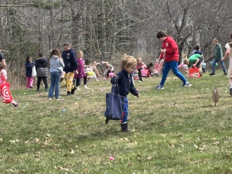 LISA KRISTOFF/Boothbay Register No time to stop running while there are eggs to be found! LISA KRISTOFF/Boothbay Register