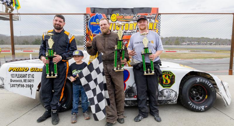 Super Street Victory Lane, from left: Kevin Sherman, Jr. Official Karson Gervais, David Greenleaf and Noah Haggett. Jasen Dickey Photography Super Street Victory Lane, from left: Kevin Sherman, Jr. Official Karson Gervais, David Greenleaf and Noah Haggett. Jasen Dickey Photography