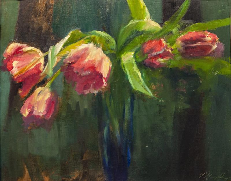 "Flora’s Tulips" by Roberta Goschke, oil, 16” x 20.” Courtesy of Ann Scanlan "Flora’s Tulips" by Roberta Goschke, oil, 16” x 20.” Courtesy of Ann Scanlan