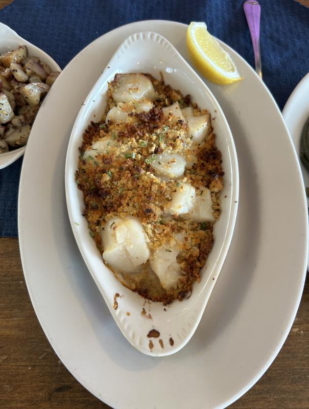 Scallop Monhegan at Tugboat Inn. KEVIN BURNHAM/Boothbay Register Seafood