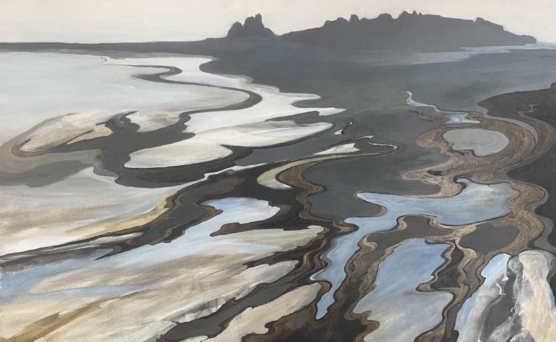 {Pam Cabanas "Across the Bay" - acrylic and watercolor. Courtesy of BRAF