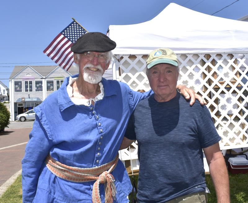 Capt. JB Smith of the Virginia and artist Don Demers. LISA KRISTOFF/Boothbay Register
