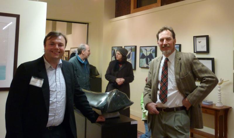 Andrew Gleason, left, with sculpture artist Andreas von Huene in 2011 at the former Gleason Fine Art Gallery in Portland. 