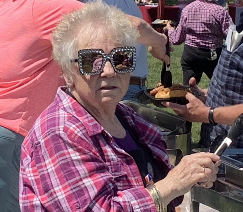 Nancy Van Dyk was one of “an army of volunteers” who participated in the Boothbay V.E.T.S.’ annual barbecue fundraiser Aug. 2 at Boothbay Common. BILL PEARSON/Boothbay Register NANCY VAN DYK