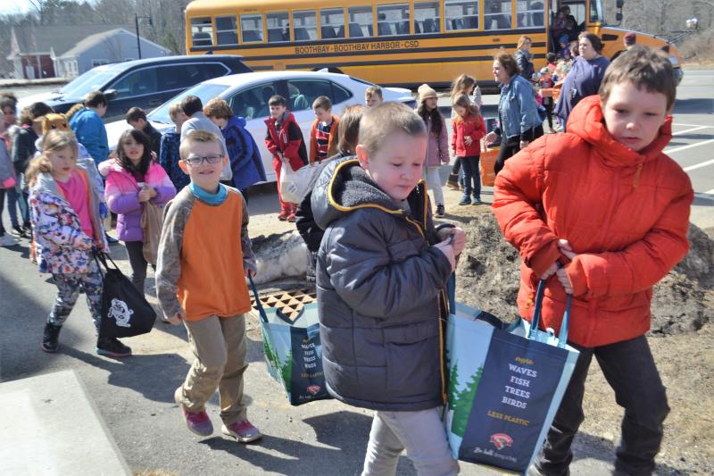 BRES students bring food for Community Fridge. File photo
