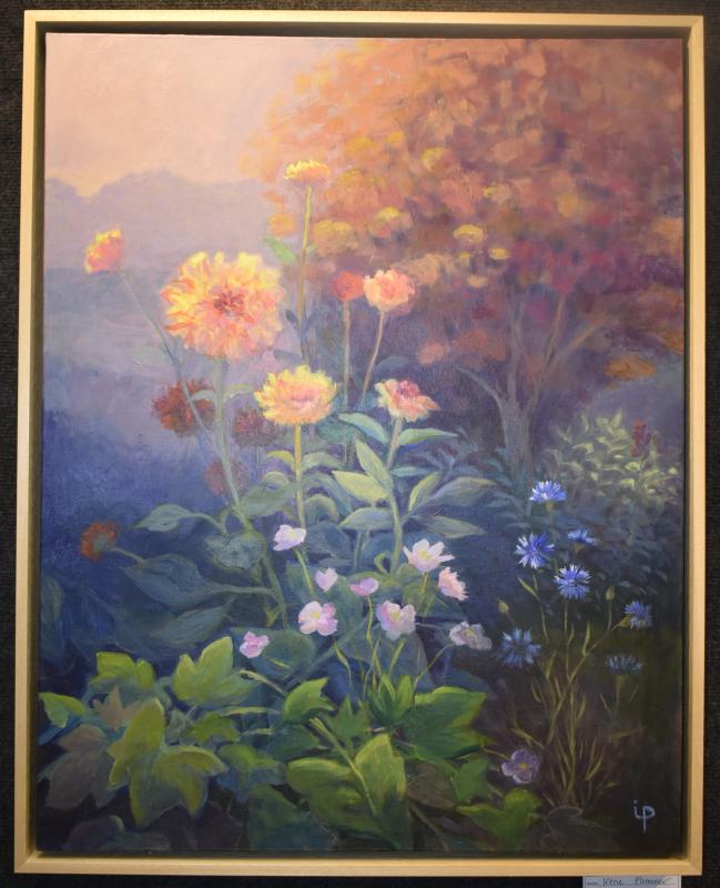 Irene Plummer - "Dahlia, Anemone, Cornflower" - acrylic