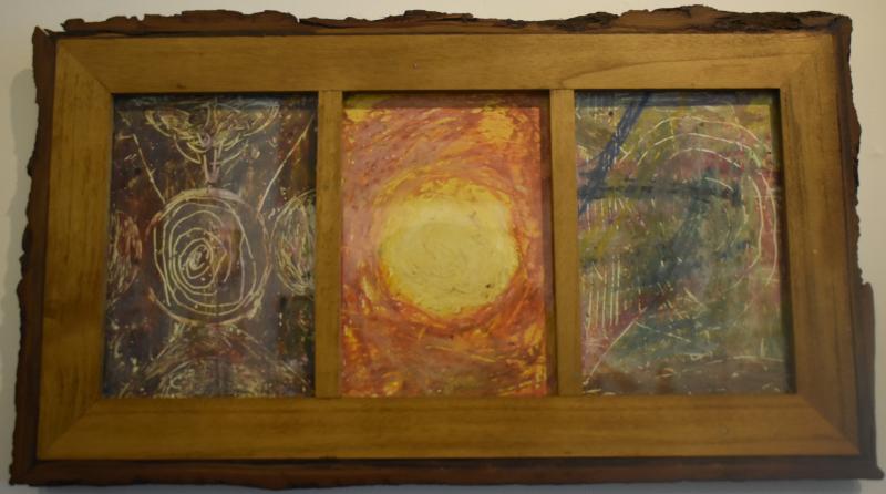 Solomon Hickey - "Garden Song" -1 of 2- oil, pastel on paperboard