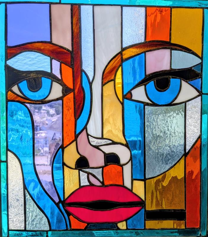 New member Steven Schutz’s stained glass work, “Cathedral of Thyself,” is on view this month at BRAF. Courtesy of the venue