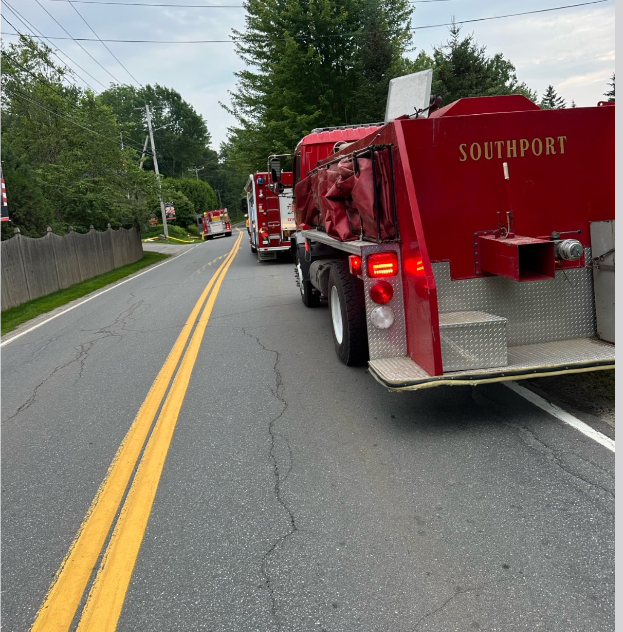 Southport tanker at the scene of the East Boothbay fire. Mark Sullivan photo 