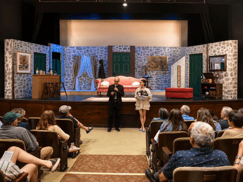 The prize giveaway at Waldo Theatre by Jeff Wiseman and Savannah Compare. Erica Berman photo