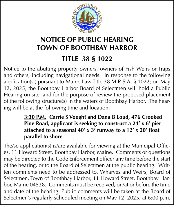 Town of Boothbay Harbor Fish Weirs or Traps  5-12-25