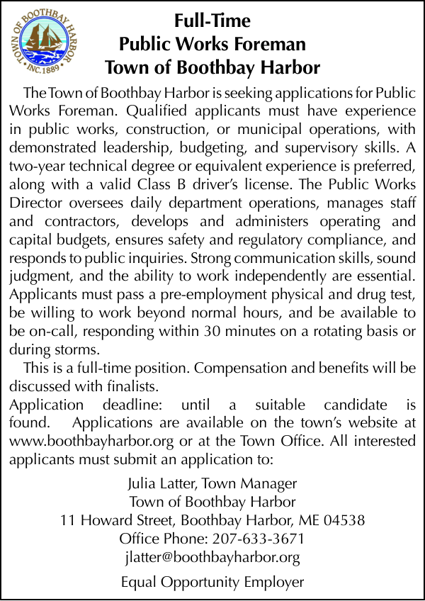 Town of Boothbay Harbor Foreman 