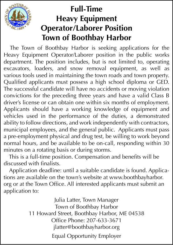Town of Boothbay Harbor Full Time Laborer 