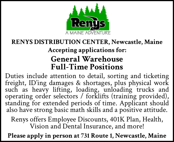 Renys Genral Warehouse Full Time 