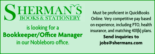 Bookeeper Wanted Shermans Bookstore